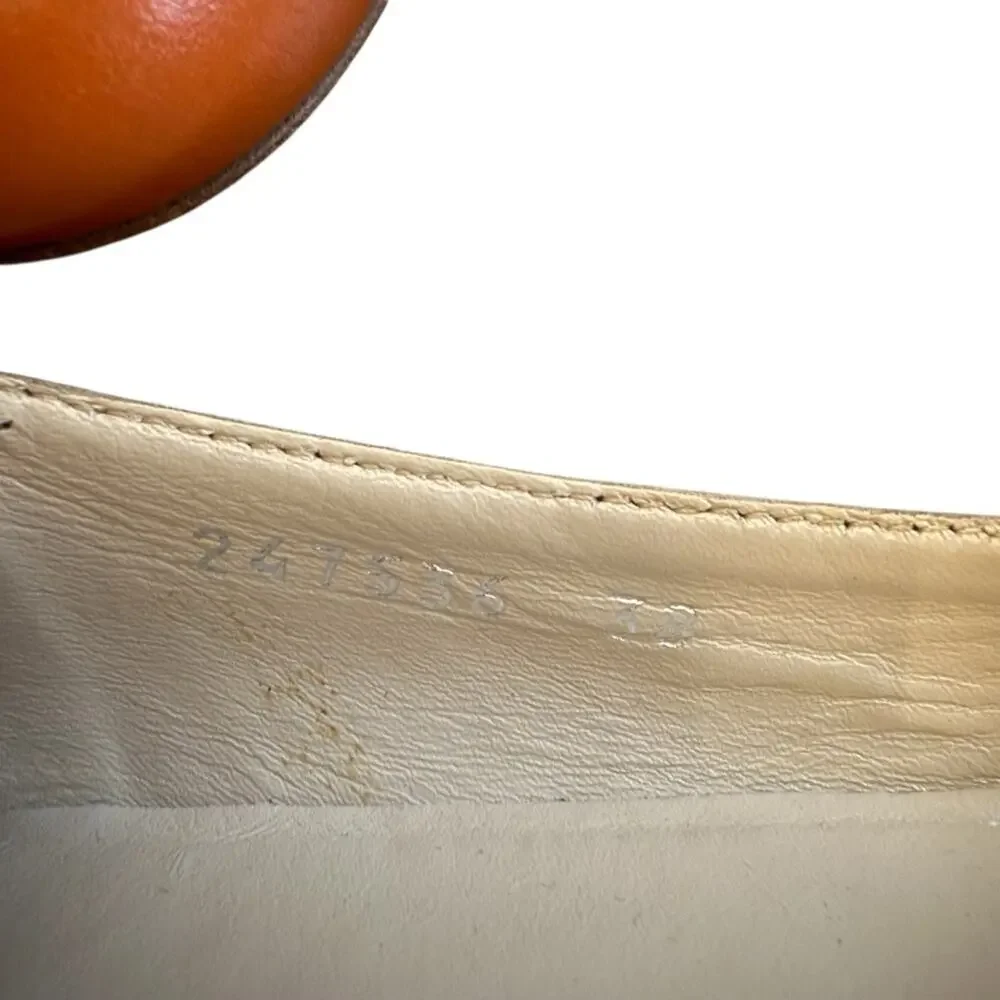 Gucci Tangerine Leather Loafers Flats with Gold Horsebit Detail EU 38 US 8